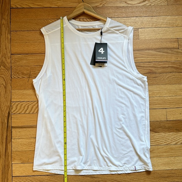 FOURLAPS Radius Muscle tank tee. Stretch. White gym running. Workout - Picture 5 of 11